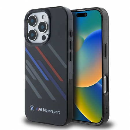 Husa pentru iPhone 16 Pro Max, BMW - Hardcase Motorsport IML Random Stripes (BMHCP16X23HTRAK) - Black [1]