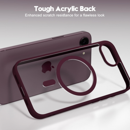 Husa pentru iPhone 16e, Crystal Clear MagSafe, Wine Red [1]
