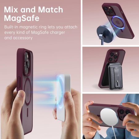 Husa pentru iPhone 11 Pro Max, Crystal Clear MagSafe, Wine Red [4]