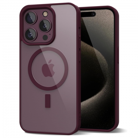 IPHONE 15 PRO - Husa pentru iPhone 15 Pro, Crystal Clear MagSafe, Wine Red