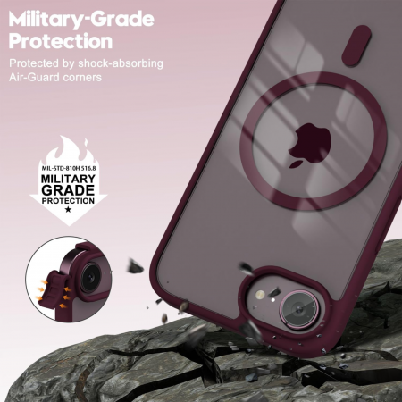 Husa pentru iPhone 16e, Crystal Clear MagSafe, Wine Red [2]