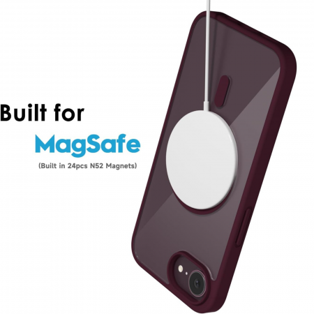 Husa pentru iPhone 16e, Crystal Clear MagSafe, Wine Red [3]