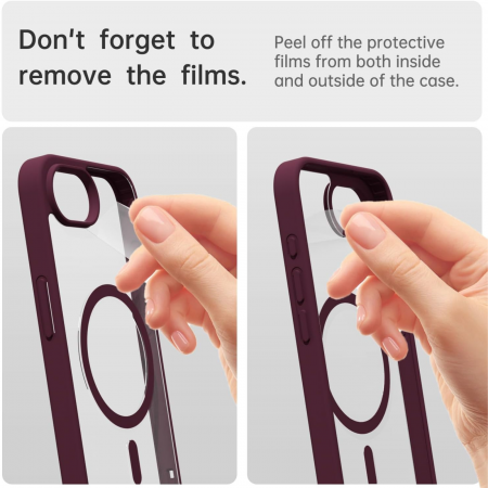 Husa pentru iPhone 16e, Crystal Clear MagSafe, Wine Red [5]