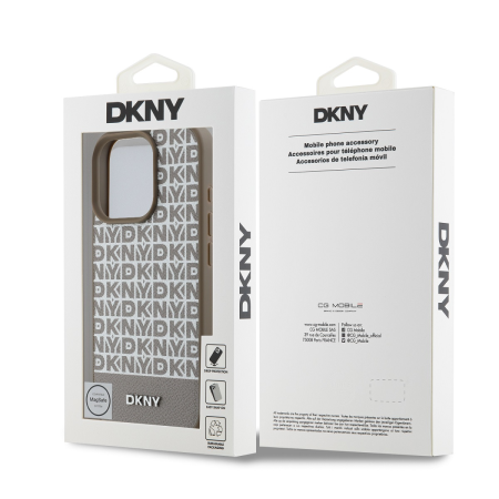 Husa pentru iPhone 16 Pro Max DKNY PU Leather Repeat Pattern Bottom Stripe MagSafe, Brown [4]