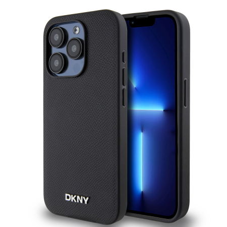 IPHONE 16 PRO MAX - Husa pentru iPhone 16 Pro Max, DKNY PU Leather Silver Metal Logo Magsafe, Black