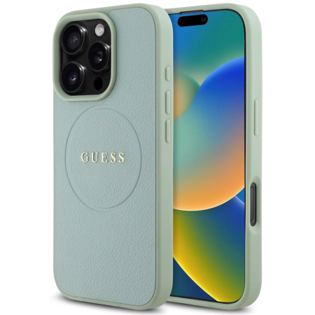 IPHONE 16 PRO MAX - Husa pentru iPhone 16 Pro Max, Guess PU Grained Classic Logo MagSafe, Green