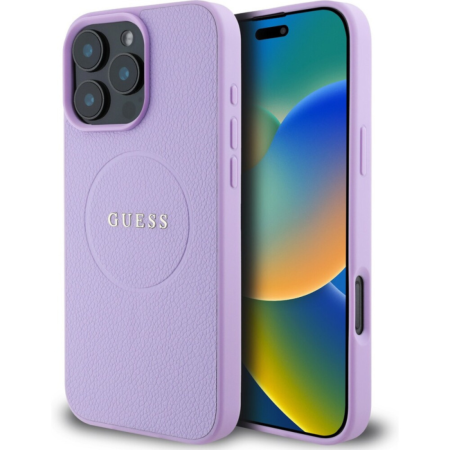 IPHONE 16 PRO MAX - Husa pentru iPhone 16 Pro Max, Guess PU Grained Classic Logo MagSafe, Purple