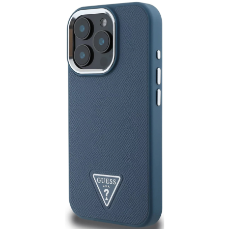 Husa pentru iPhone 16 Pro Max, Guess PU Grained Triangle Logo, Blue [2]