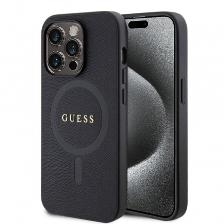 Husa pentru iPhone 16 Pro Max Guess Saffiano Classic MagSafe (GUHMP16XPSAHMCK) - Black [1]