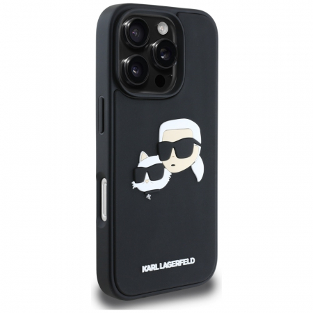 Husa pentru iPhone 16 Pro Max Karl Lagerfeld 3D - (KLHCP16XRBCKCHLK) - Rubber Karl and Choupette, Black [3]