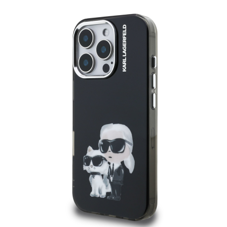 Husa pentru iPhone 16 Pro Max, Karl Lagerfeld IML Aquarelle Karl and Choupette, Black [2]