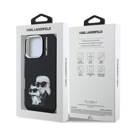 Husa pentru iPhone 16 Pro Max, Karl Lagerfeld IML Aquarelle Karl and Choupette, Black [4]