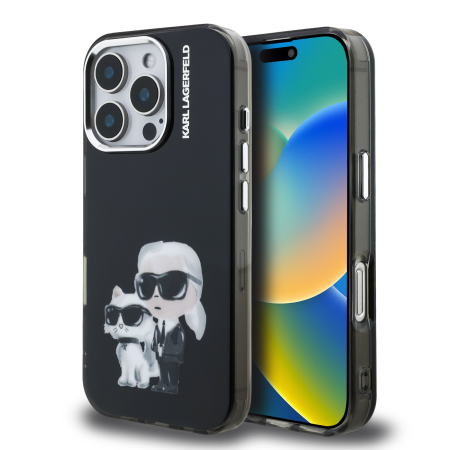 IPHONE 16 PRO MAX - Husa pentru iPhone 16 Pro Max, Karl Lagerfeld IML Aquarelle Karl and Choupette, Black