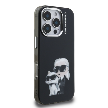 Husa pentru iPhone 16 Pro Max, Karl Lagerfeld IML Aquarelle Karl and Choupette, Black [3]