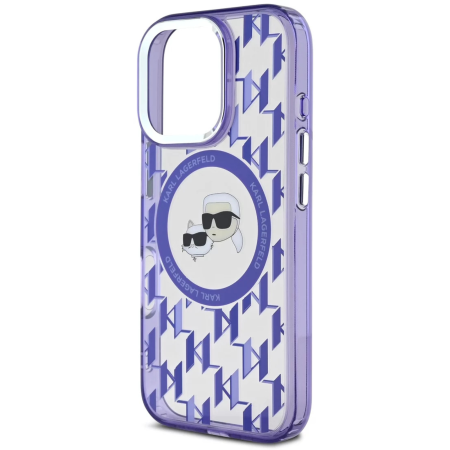 Husa pentru iPhone 16 Pro Max, Karl Lagerfeld IML Monogram K&CH Heads MagSafe, Purple [3]
