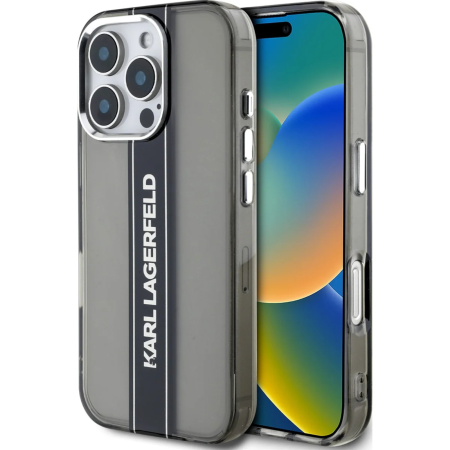 IPHONE 16 PRO MAX - Husa pentru iPhone 16 Pro Max, Karl Lagerfeld IML Stripe Logo, Black