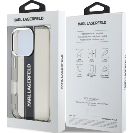 Husa pentru iPhone 16 Pro Max, Karl Lagerfeld IML Stripe Logo, Black [6]