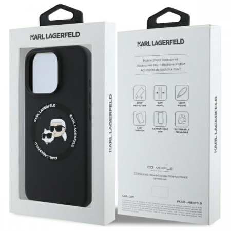 Husa pentru iPhone 16 Pro Max, Karl Lagerfeld - Silicone MagSafe (KLHMP16XSKCHTCK) - Karl&Choupette Head [6]