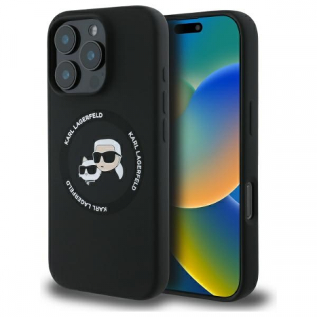 Husa pentru iPhone 16 Pro Max, Karl Lagerfeld - Silicone MagSafe (KLHMP16XSKCHTCK) - Karl&Choupette Head [1]