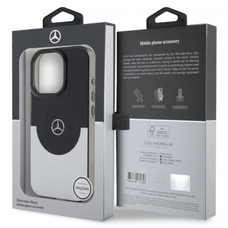 Husa pentru iPhone 16 Pro Max Mercedes PC/TPU Double Layer MagSafe, Black/Silver [5]