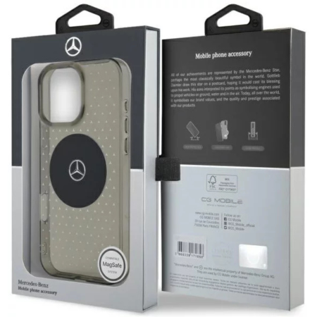 Husa pentru iPhone 16 Pro, Mercedes PC/TPU Star Pattern MagSafe, Black [5]