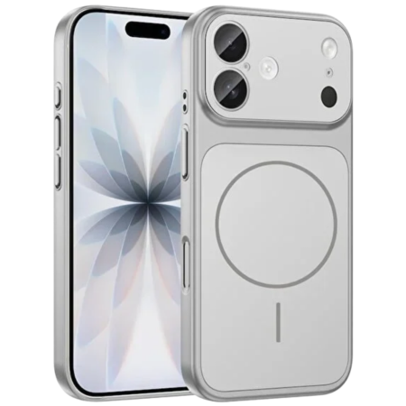IPHONE 17 - Husa pentru iPhone 17, AG Glass Mata MagSafe Slim Full Camera Protect - Convert to Pro/Pro Max Series, Silver