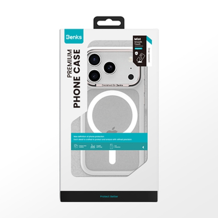 Husa pentru iPhone 17 Air, Benks Magnetic Mist Case Metal Frame Camera Control Button, White [10]
