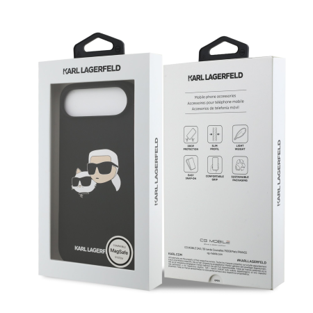Husa pentru iPhone 17 Air, Karl Lagerfeld Liquid Silicone Double Heads MagSafe Black [6]