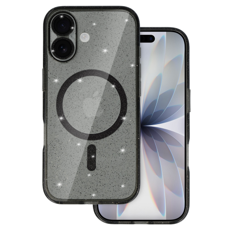 IPHONE 17 - Husa pentru iPhone 17, Glitter Magsafe, Black Smoke
