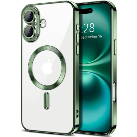 IPHONE 17 - Husa pentru iPhone 17, Luxury MagSafe Anti-Shock cu Protectie Lentile Camera, Green