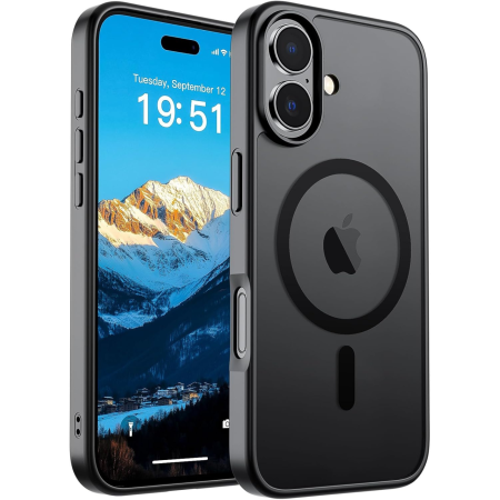 IPHONE 17 - Husa pentru iPhone 17, MagSafe, Drop Resistant Shockproof, Matte Skin Black
