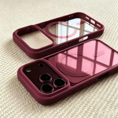 Husa pentru iPhone 17 Pro/ 18 Pro, Crystal Clear MagSafe, Wine Red [1]