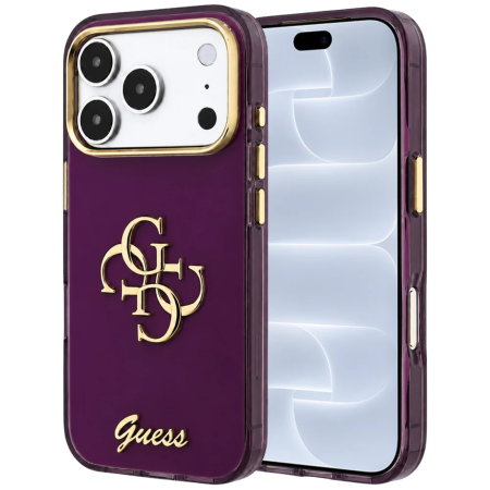 IPHONE 18 PRO - Husa pentru iPhone 17 Pro/ 18 Pro Guess - IML 4G Metal Script Burgundy