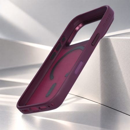 Husa pentru iPhone 17 Pro/ 18 Pro Liavec Cloudy Case with Metal Camera Frame, Burgundy [2]
