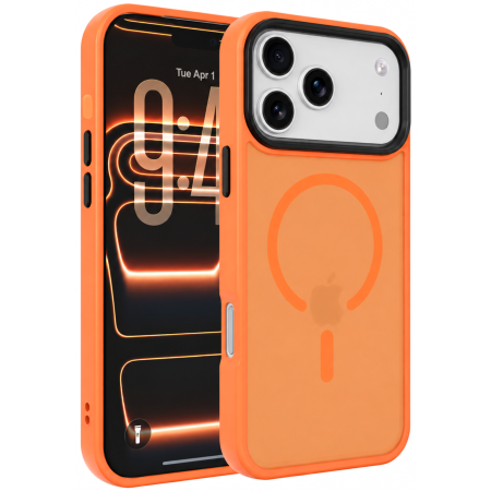 IPHONE 17 PRO - Husa pentru iPhone 17 Pro/ 18 Pro, MagSafe, Drop Resistant Shockproof, Matte Skin Orange