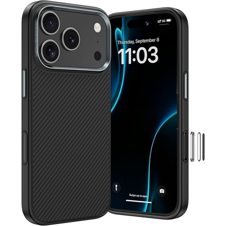 IPHONE 17 PRO - Husa pentru iPhone 17 Pro, Benks Magnetic Armor Pro Kevlar Metal Frame 600D (C.K.FL.AP.BK.A069) black (Camera Control Button)