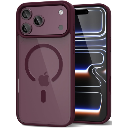 IPHONE 17 PRO - Husa pentru iPhone 17 Pro, Crystal Clear MagSafe, Wine Red