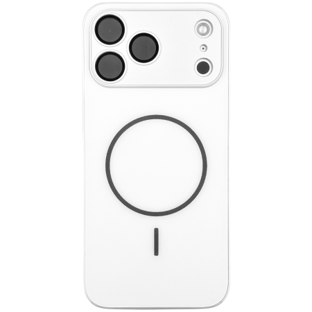 IPHONE 17 PRO - Husa pentru iPhone 17 Pro din Sticla si Silicon cu Protectie Completa a Camerelor si MagSafe, Alb Mat