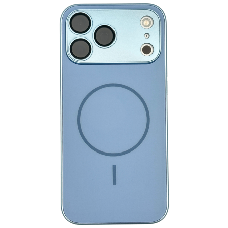 IPHONE 17 PRO - Husa pentru iPhone 17 Pro din Sticla si Silicon cu Protectie Completa a Camerelor si MagSafe, Baby Blue Mat