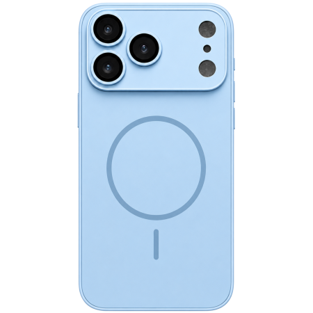 Husa pentru iPhone 17 Pro din Sticla si Silicon cu Protectie Completa a Camerelor si MagSafe, Baby Blue Mat [0]