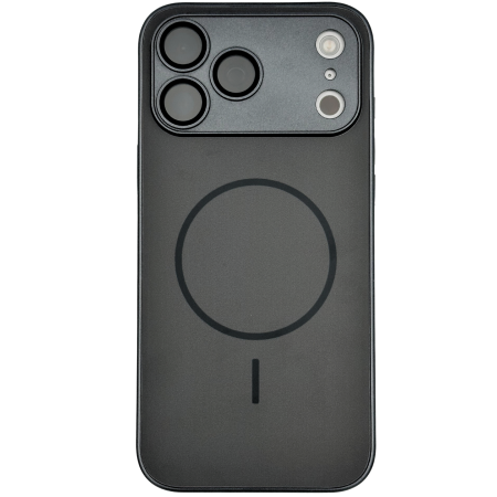 IPHONE 17 PRO - Husa pentru iPhone 17 Pro din Sticla si Silicon cu Protectie Completa a Camerelor si MagSafe, Black Graphite Mat