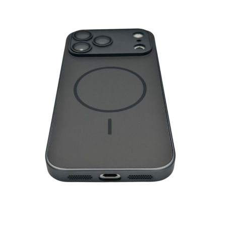 Husa pentru iPhone 17 Pro din Sticla si Silicon cu Protectie Completa a Camerelor si MagSafe, Black Graphite Mat [1]