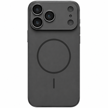 IPHONE 17 PRO - Husa pentru iPhone 17 Pro din Sticla si Silicon cu Protectie Completa a Camerelor si MagSafe, Black Graphite Mat