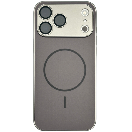 IPHONE 17 PRO - Husa pentru iPhone 17 Pro din Sticla si Silicon cu Protectie Completa a Camerelor si MagSafe, Gri Titan Mat