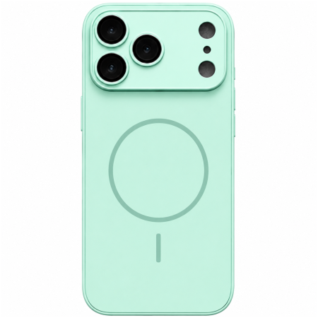 IPHONE 17 PRO - Husa pentru iPhone 17 Pro din Sticla si Silicon cu Protectie Completa a Camerelor si MagSafe, Mint Pale Mat