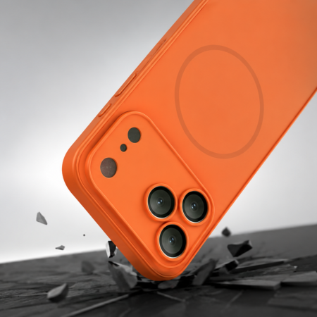 Husa pentru iPhone 17 Pro din Sticla si Silicon cu Protectie Completa a Camerelor si MagSafe, Orange Mat [2]