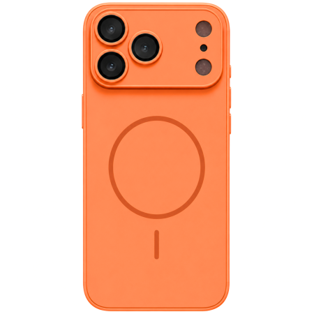 IPHONE 17 PRO - Husa pentru iPhone 17 Pro din Sticla si Silicon cu Protectie Completa a Camerelor si MagSafe, Orange Mat