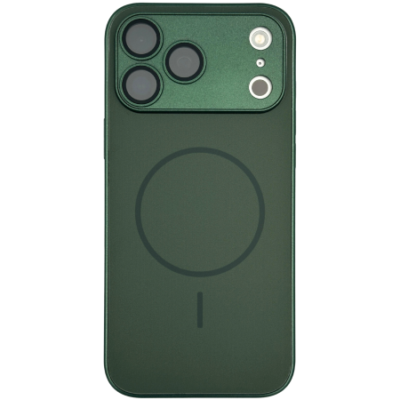 IPHONE 17 PRO - Husa pentru iPhone 17 Pro din Sticla si Silicon cu Protectie Completa a Camerelor si MagSafe, Verde Army Mat
