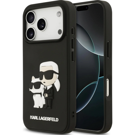 IPHONE 17 PRO - Husa pentru iPhone 17 Pro, Karl Lagerfeld 3D Rubber Karl and Choupette, Black