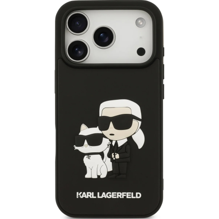 Husa pentru iPhone 17 Pro, Karl Lagerfeld 3D Rubber Karl and Choupette, Black [1]
